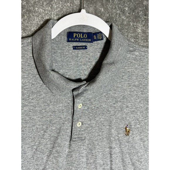 POLO Ralph Lauren Classic Fit Polo Shirt Mens Size XL Gray Short Sleeve Grey - Picture 3 of 8
